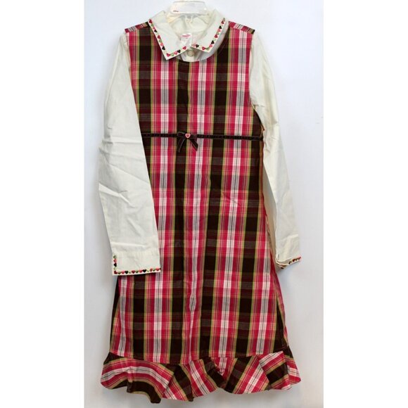 NWT 2005 Gymboree Tyrolean Lure 2 Pc Dress Set sz 12 Shirt Blouse Plaid Heart - Picture 1 of 10